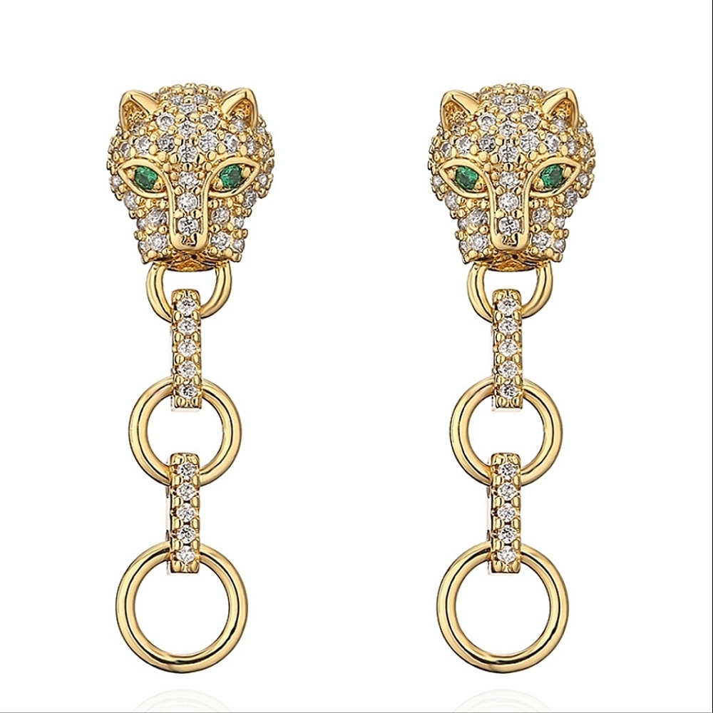 Leopard Gold Plated Zircon Drop Earrings